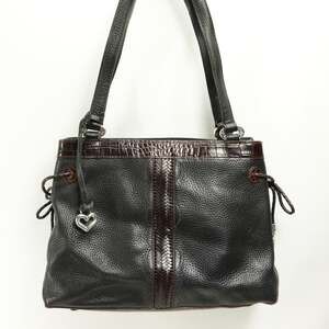 Brighton Emma Handbag M Brown Tone Pebble Leather Lined Charm Purse Shoulder Bag